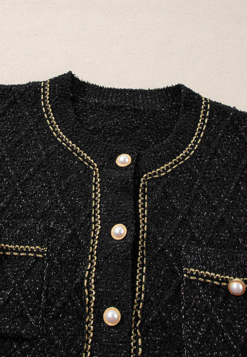 'Arabelle' Tweed Knit Sweater - Celes Fashion